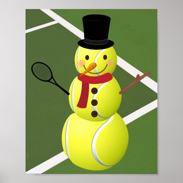 Tennis Ball Snowman and Christmas Holiday Poster (Front)