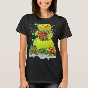 Tennis Ball Snowman Xmas Lights Tennis Christmas T-Shirt