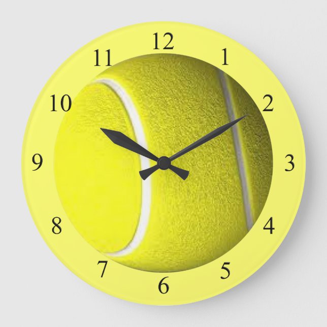 Tennis Ball Sport Wall Clock Black Numbers (Front)