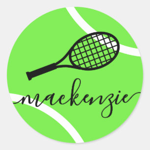 Tennis Ball Stickers Green Personalized Name