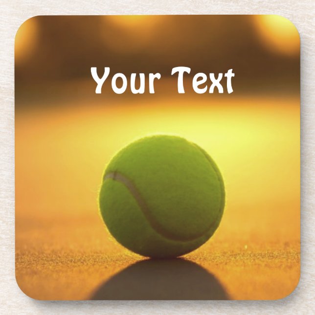 Tennis Ball Tennis Court Personalise Customise Coaster (Front)