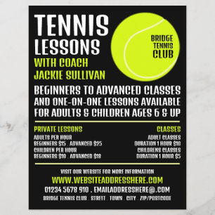 Tennis Ball, Tennis Lessons/Classes Advertising Flyer