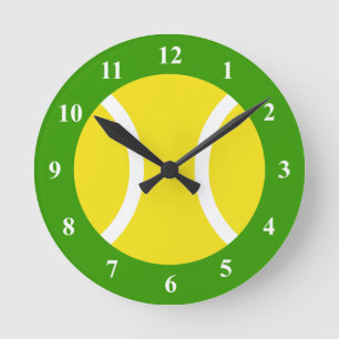 Tennis ball wall clock with numbers