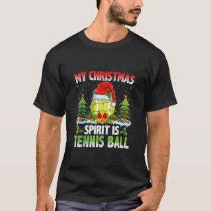 Tennis Ball Wearing Santa Hat Christmas Spirit Ten T-Shirt