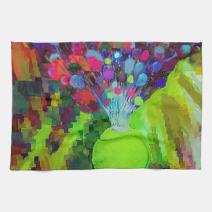 Tennis ball with balloons tea towel