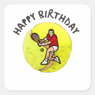Tennis ball with Birthday Player on Ball Square Sticker