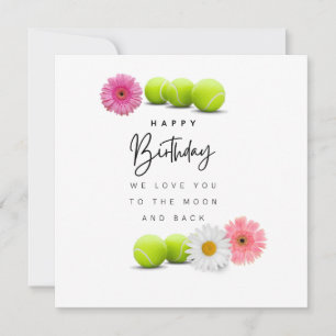 Tennis ball with flower for birthday card