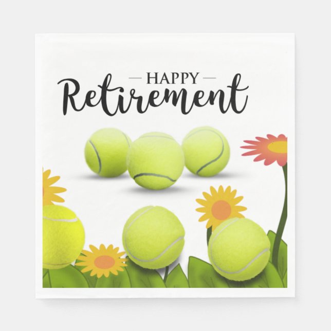 Tennis ball with flower for player Retirement  Napkin (Front)
