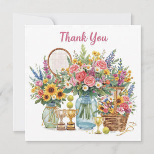 Tennis ball with flowers from tennis player thank you card