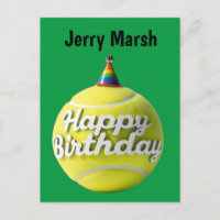 Tennis ball with happy birthday birthday hat