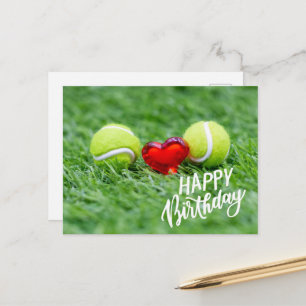 Tennis ball with Happy Birthday with love Postcard