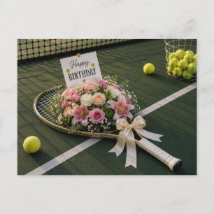 Tennis ball with lots of flower for birthday  card