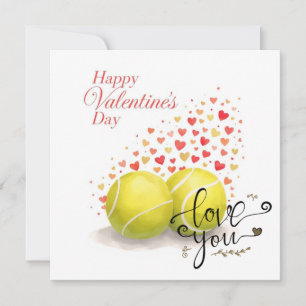 Tennis ball with LOVE on blue court Holiday Card