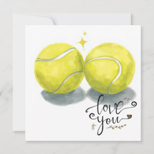 Tennis ball with  LOVE on blue court Holiday Card