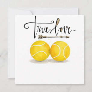Tennis ball with  LOVE on blue court Holiday Card