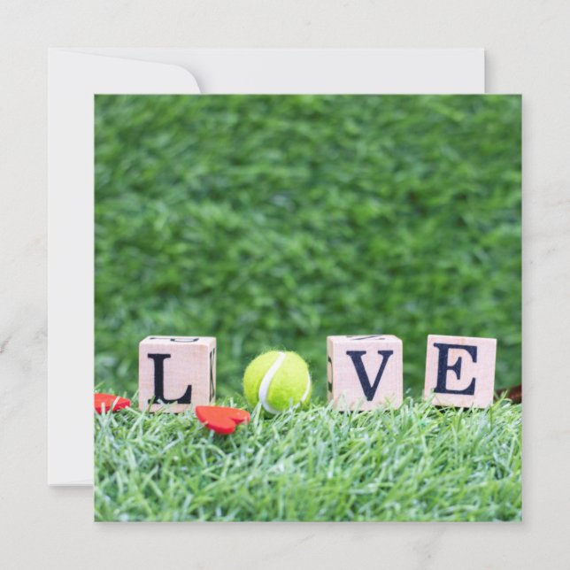 Tennis ball with  LOVE  wooden sign Valentine (Front)