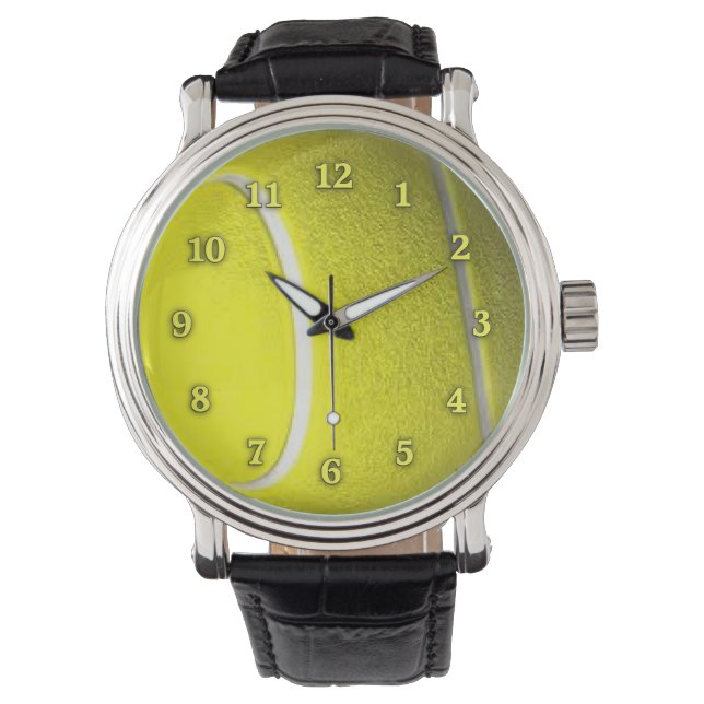 Tennis Ball with Neon Yellow Numbers Wristwatch (Front)