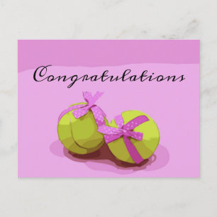 Tennis ball with pink ribbon Congratulations Postcard