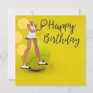 Tennis ball with racket on yellow card