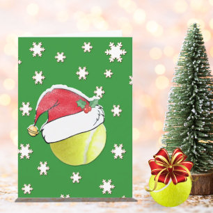 Tennis Ball With Santa Hat Christmas Card