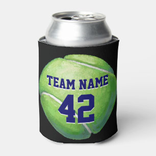 Tennis Ball with Team Name and Number Can Cooler