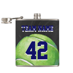 Tennis Ball with Team Name and Number Hip Flask