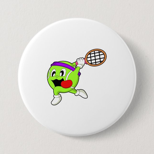 Tennis ball with Tennis racket 7.5 Cm Round Badge (Front)