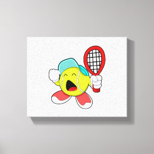 Tennis ball with Tennis racket Canvas Print