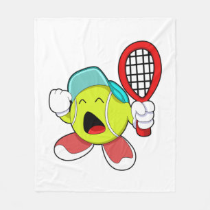 Tennis ball with Tennis racket Fleece Blanket