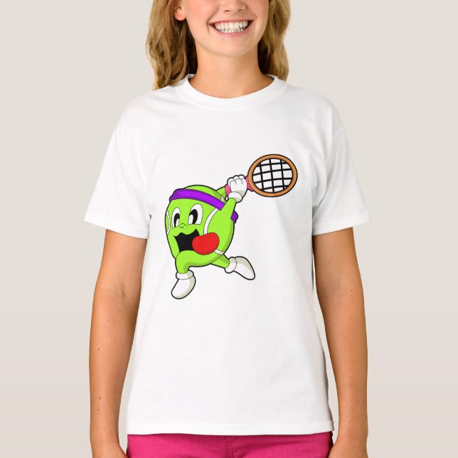 Tennis ball with Tennis racket T-Shirt (Front)