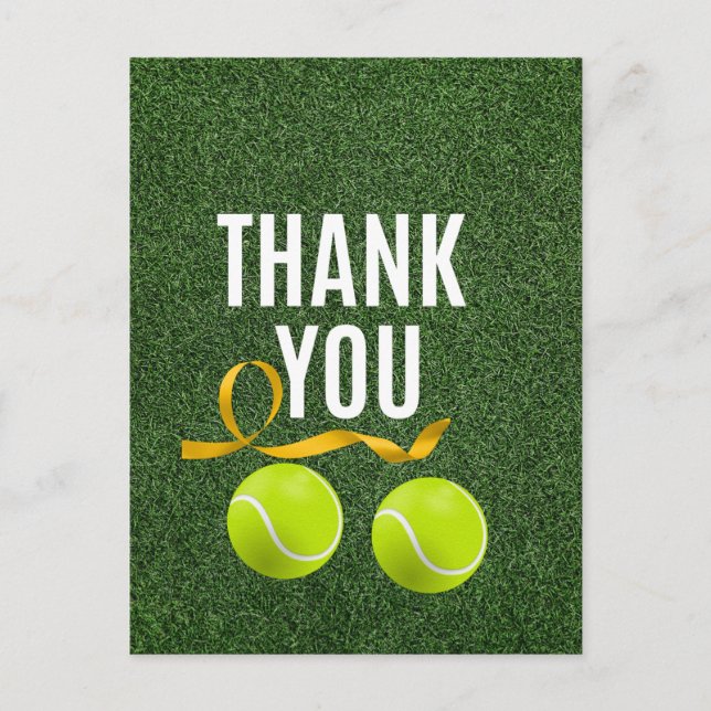 Tennis ball with Thank you wording Postcard (Front)