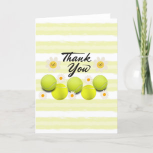 Tennis ball with white daisy flower thank you card