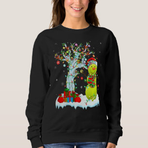Tennis Ball Xmas Tree Lighting Snowman Tennis Ball Sweatshirt
