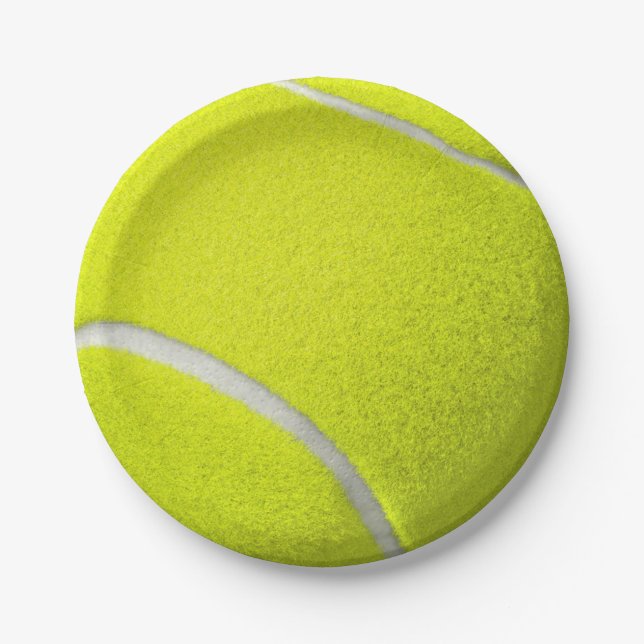 Tennis Ball Yellow Sports Team Paper Plate (Front)