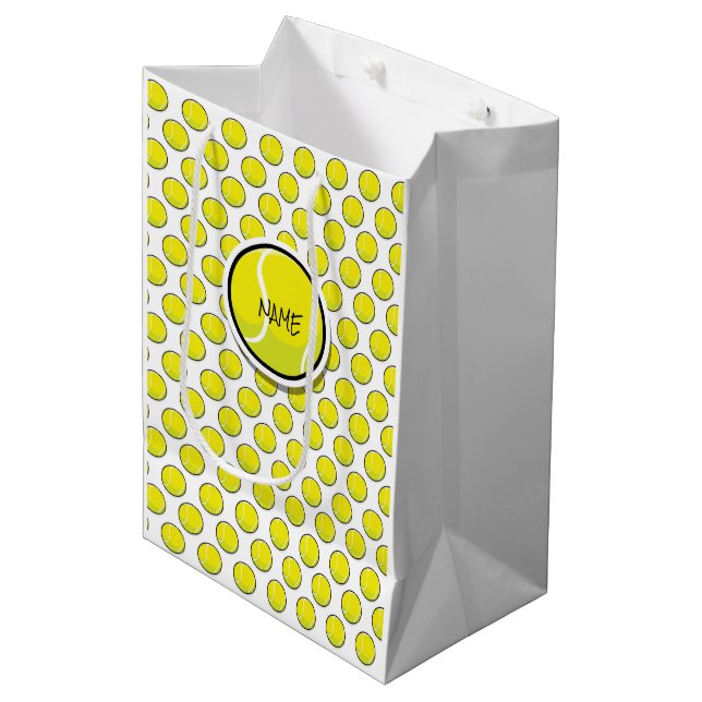 Tennis Ball Yellow White Sports Gift Bag (Front Angled)
