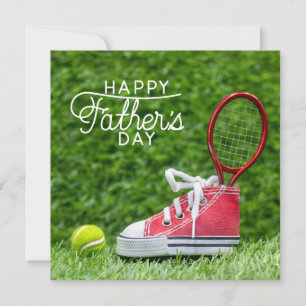 Tennis balls and racket Happy Father's Day Holiday Card