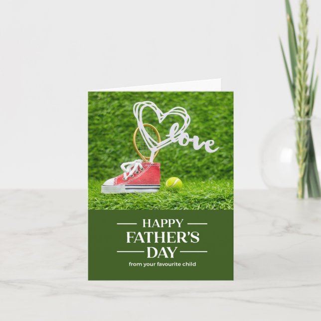 Tennis balls and racket Happy Father's Day Holiday Card (Front)