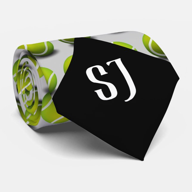 Tennis Balls Pattern | Monogram Sport Tie (Rolled)