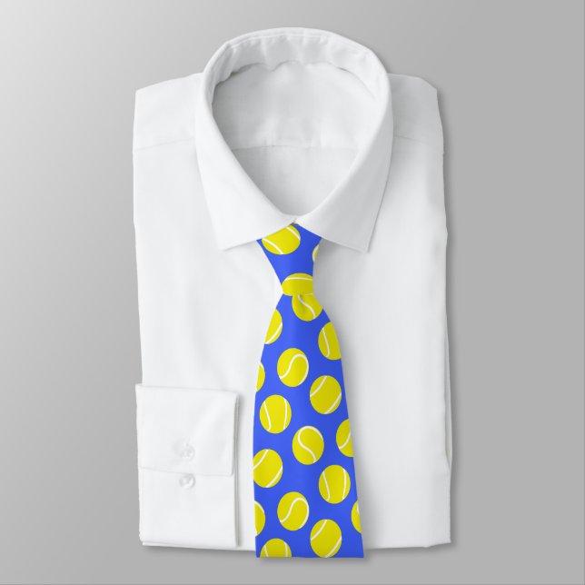 Tennis balls racket sports yellow and blue tie (Tied)
