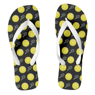 Tennis Balls & Rackets Simple Sport Themed Design Jandals