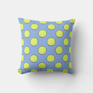 Tennis Balls Seamless Pattern on Blue Background Cushion