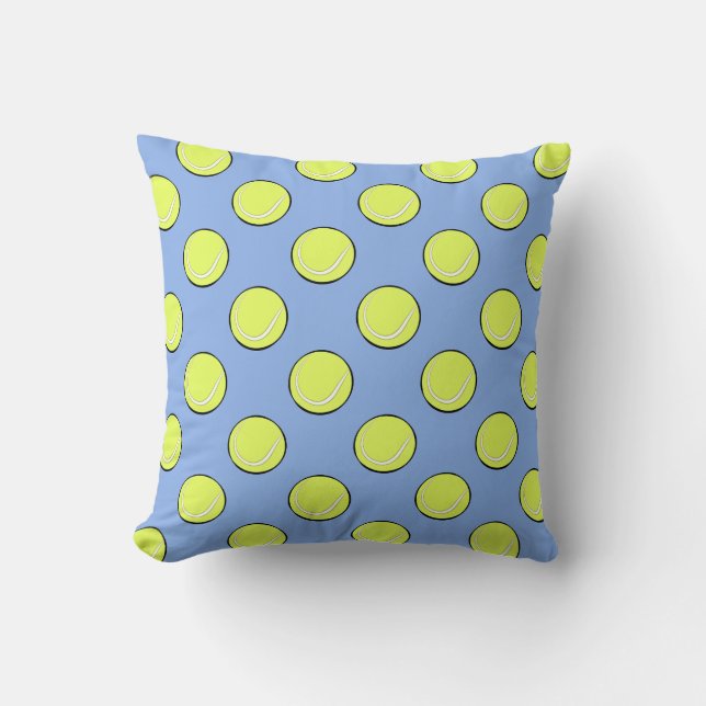 Tennis Balls Seamless Pattern on Blue Background Cushion (Front)