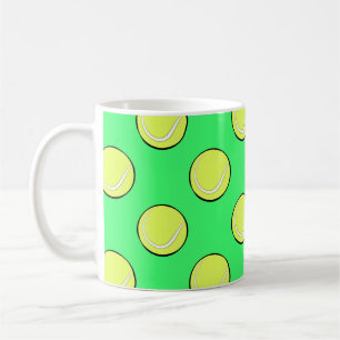 Tennis Balls Seamless Pattern on Green Background Coffee Mug
