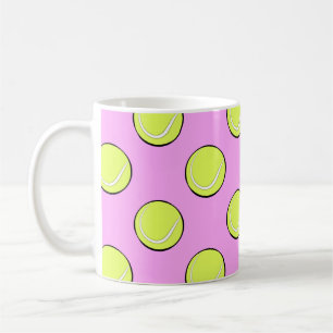 Tennis Balls Seamless Pattern on Pink Background Coffee Mug
