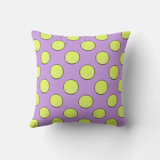 Tennis Balls Seamless Pattern on Purple Background Cushion (Back)