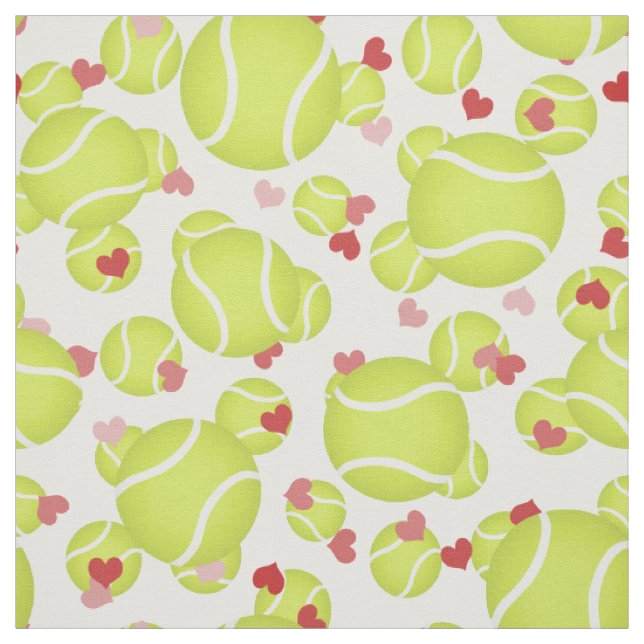 tennis balls with hearts pattern sports fabric (Swatch)