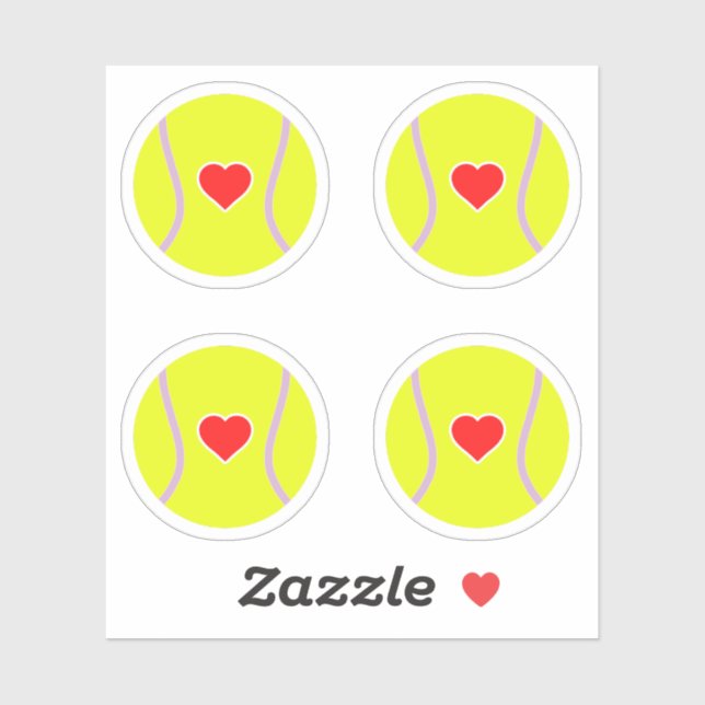 Tennis balls with red heart pack (Sheet)
