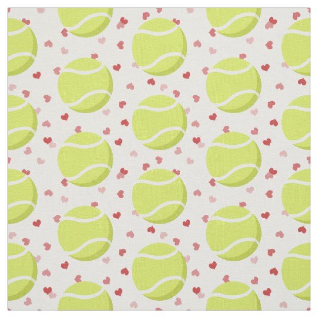 tennis balls with tiny hearts pattern sports fabric (Swatch)