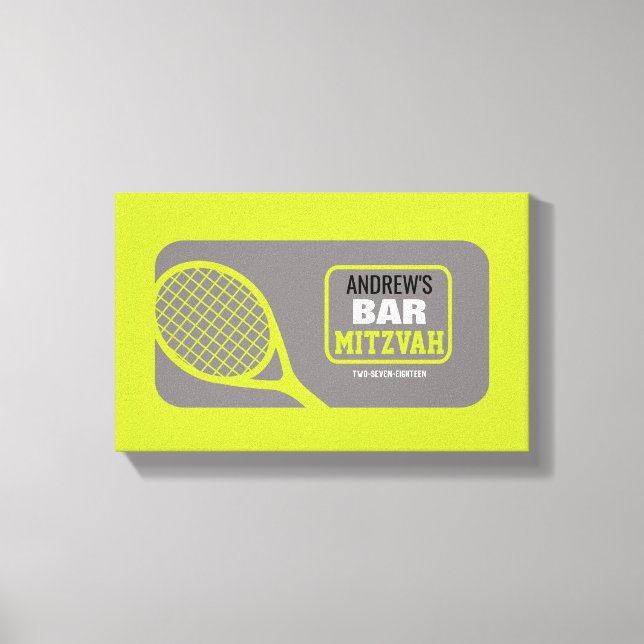 TENNIS Bat Bar Mitzvah Sign-In Memory Board Canvas Print (Front)