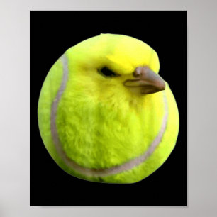Tennis Bird Meme Round Budgie Tennis Ball Poster